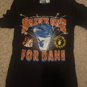 Dutch Bros Black Tee with Orange and Blue Design